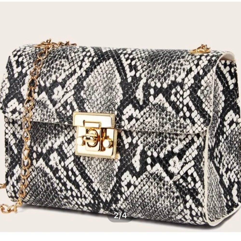 Snakeskin print chain cross body bag